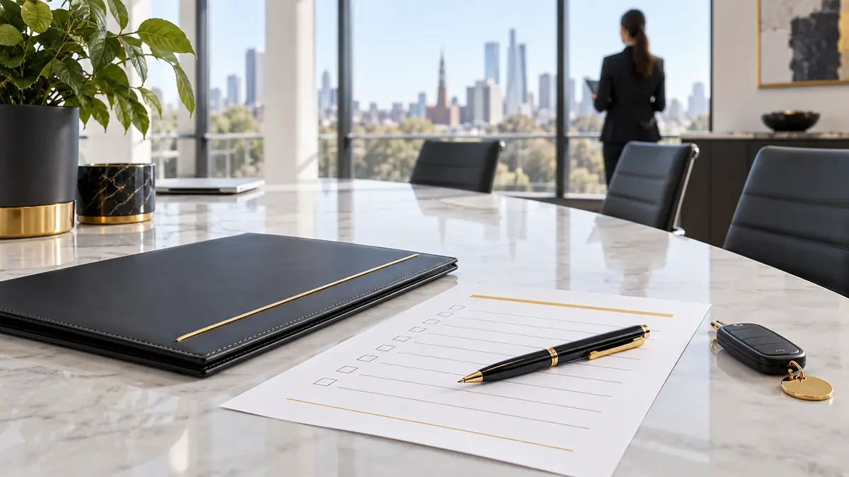 Commercial cleaning contract and site schedule on a meeting table